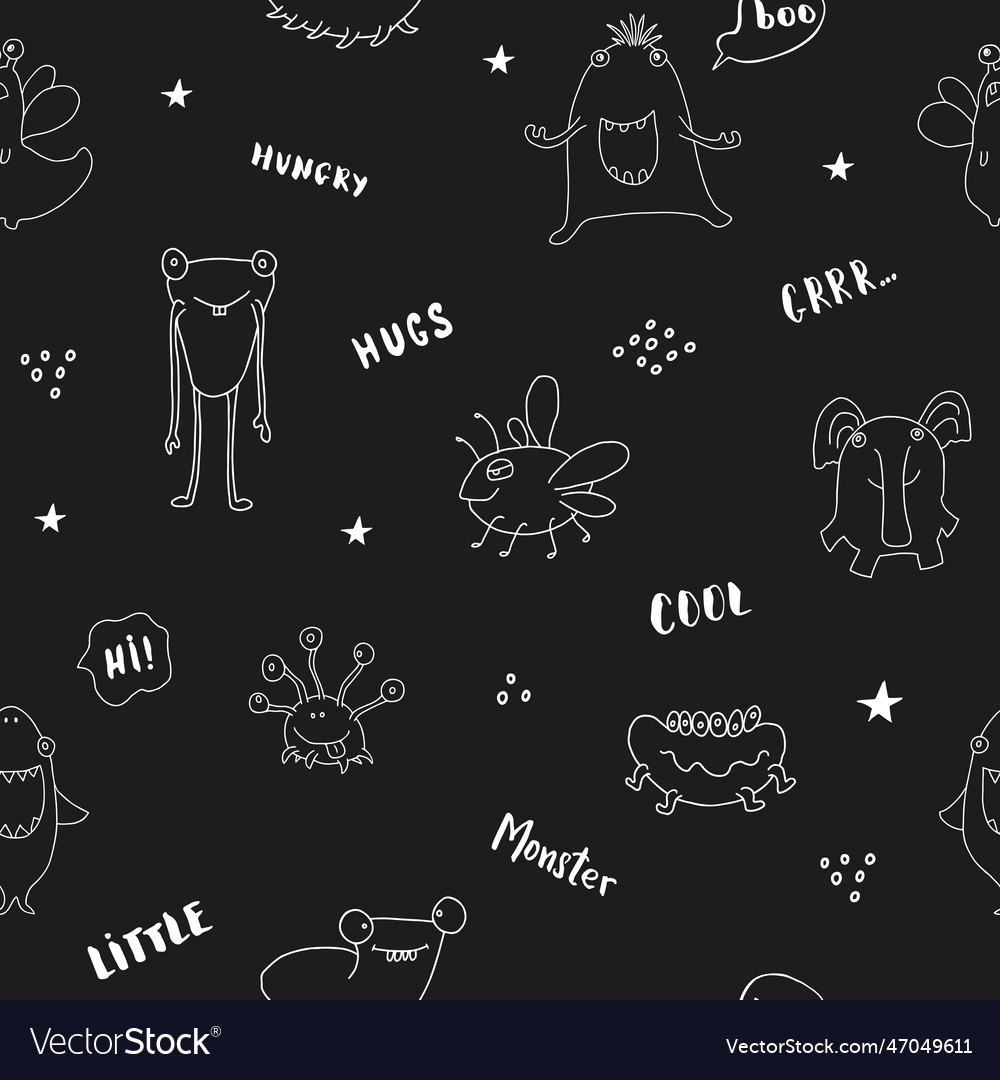 Cute monsters seamless pattern cartoon