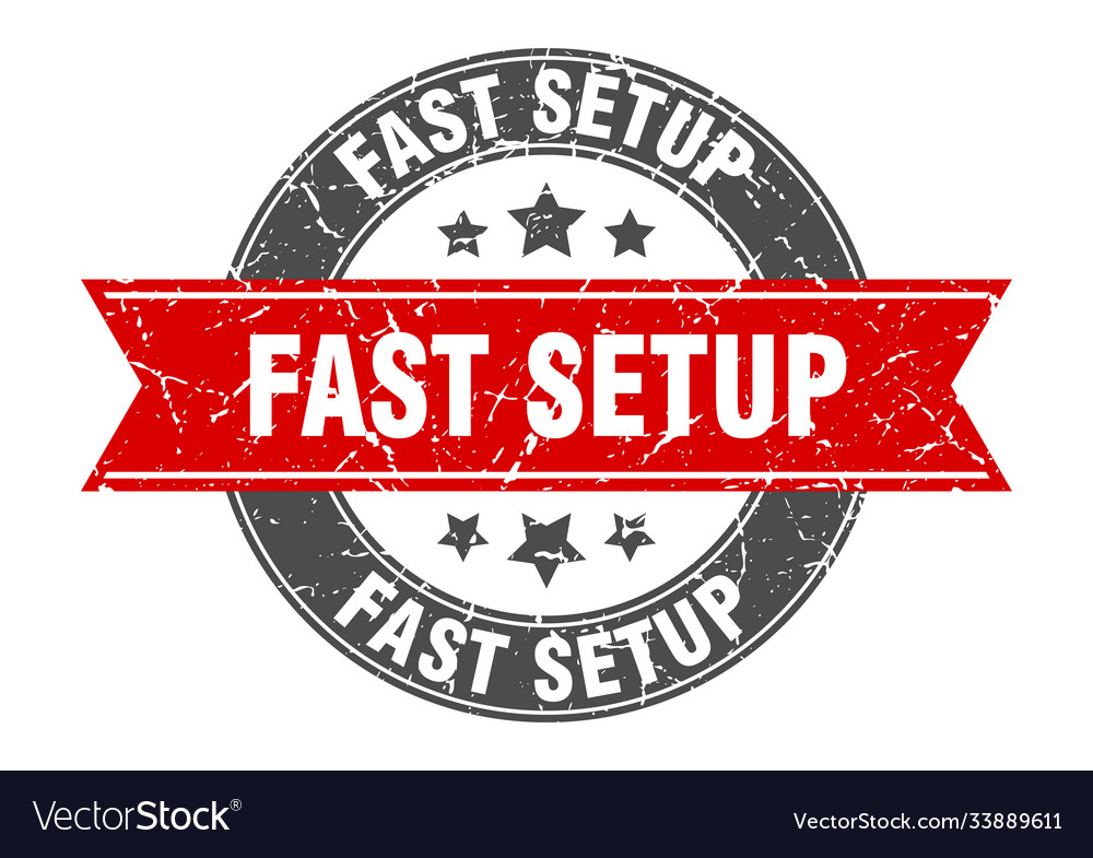 Fast setup round stamp with ribbon label sign