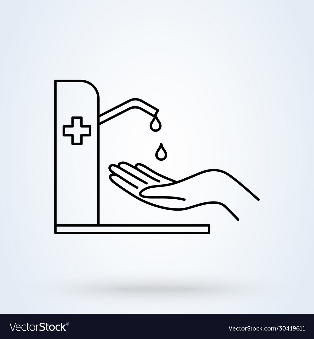 Hands using automatic sanitizer liquid spray