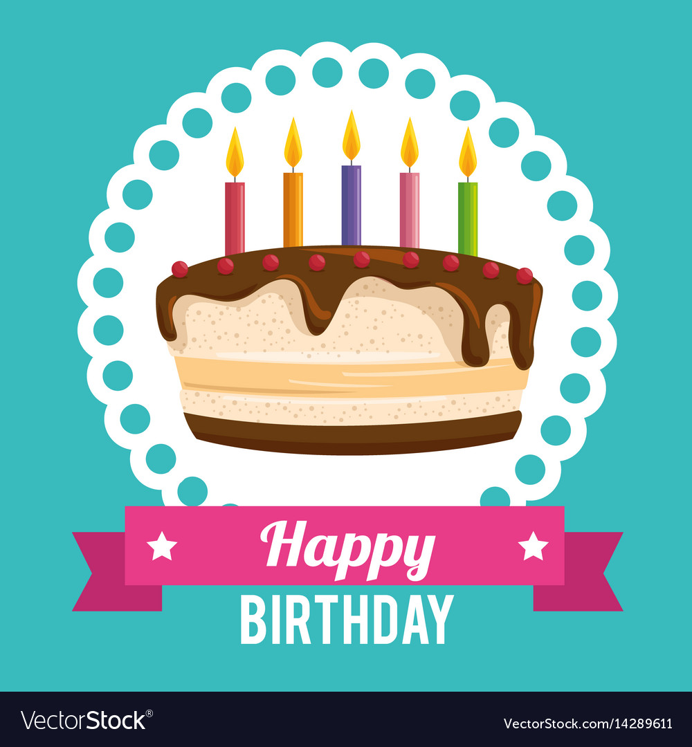 Happy birthday cake card Royalty Free Vector Image