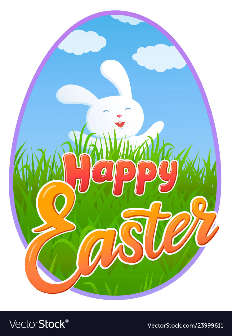 Happy easter sticker Royalty Free Vector Image