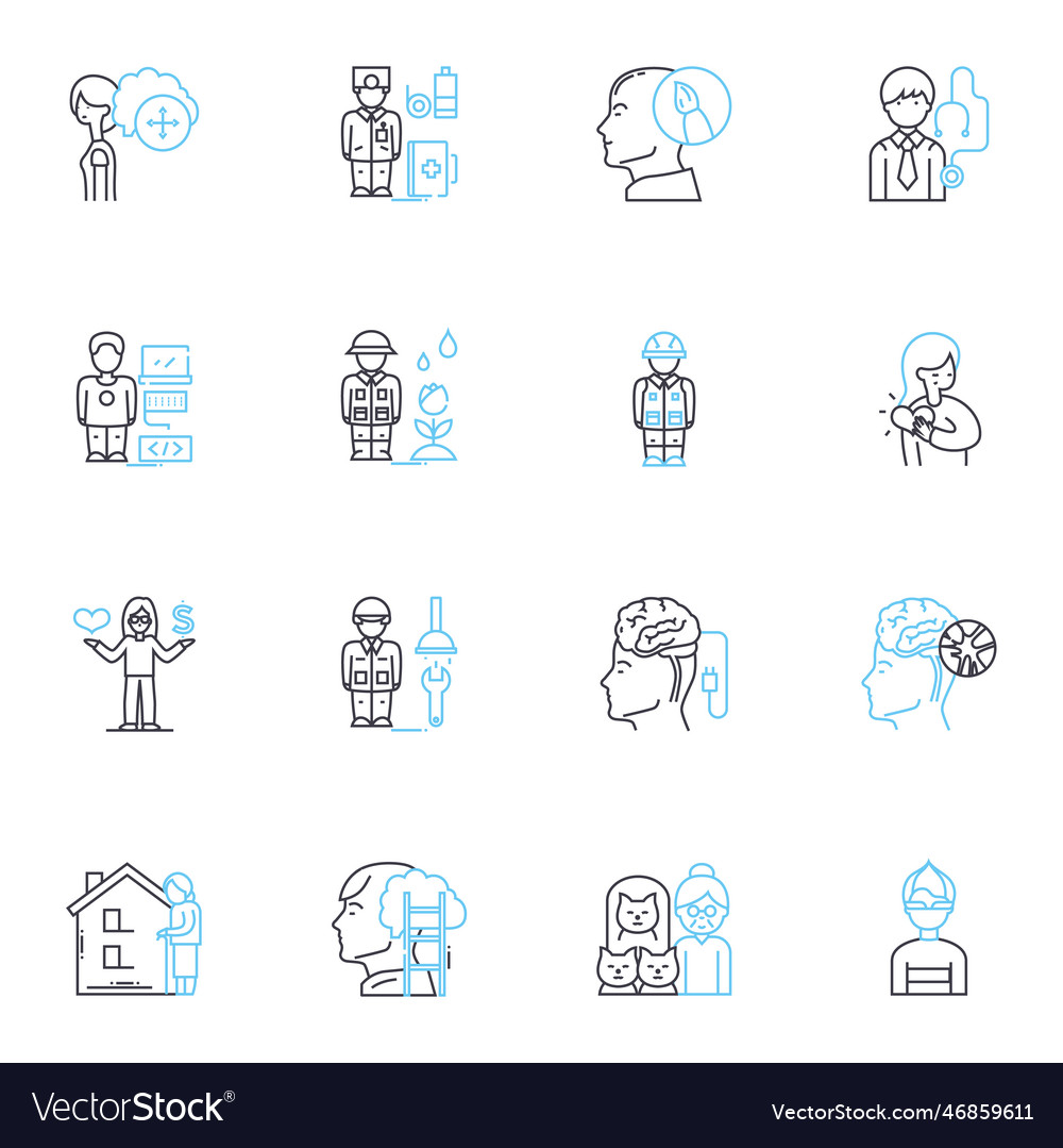 Interconnectedness lineare Icons setzen Einheit