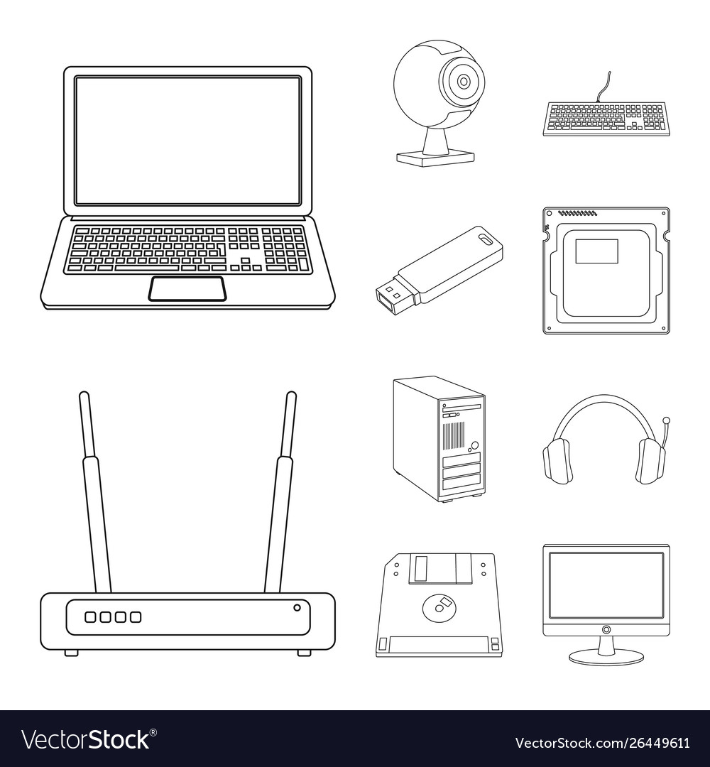 Isolated object laptop and device logo set