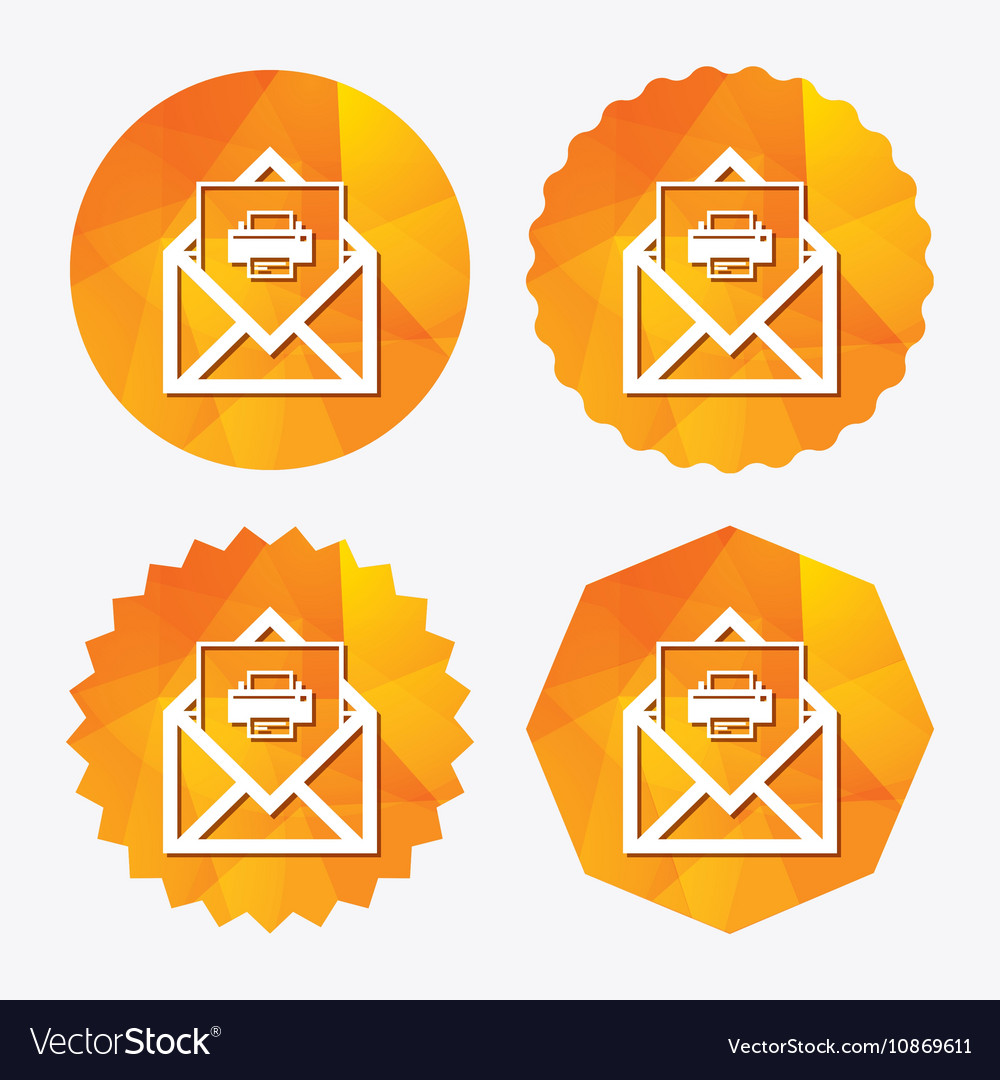 Mail print icon envelope symbol message sign