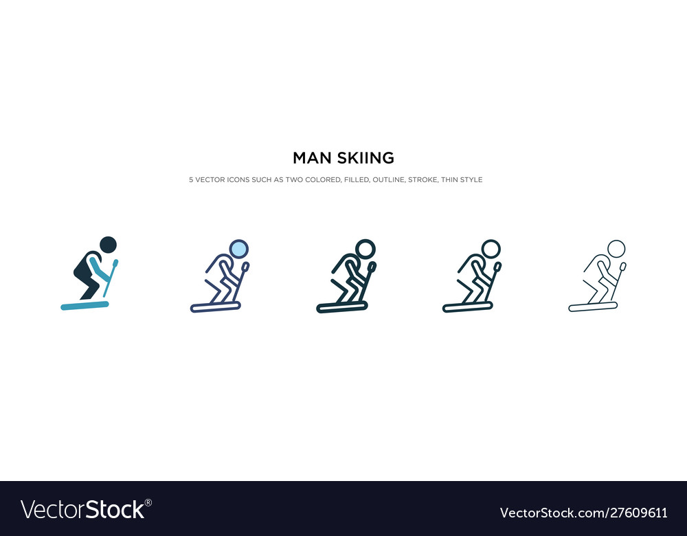 Man skiing icon in different style two colored vector image Man skiing icon in different style two colored