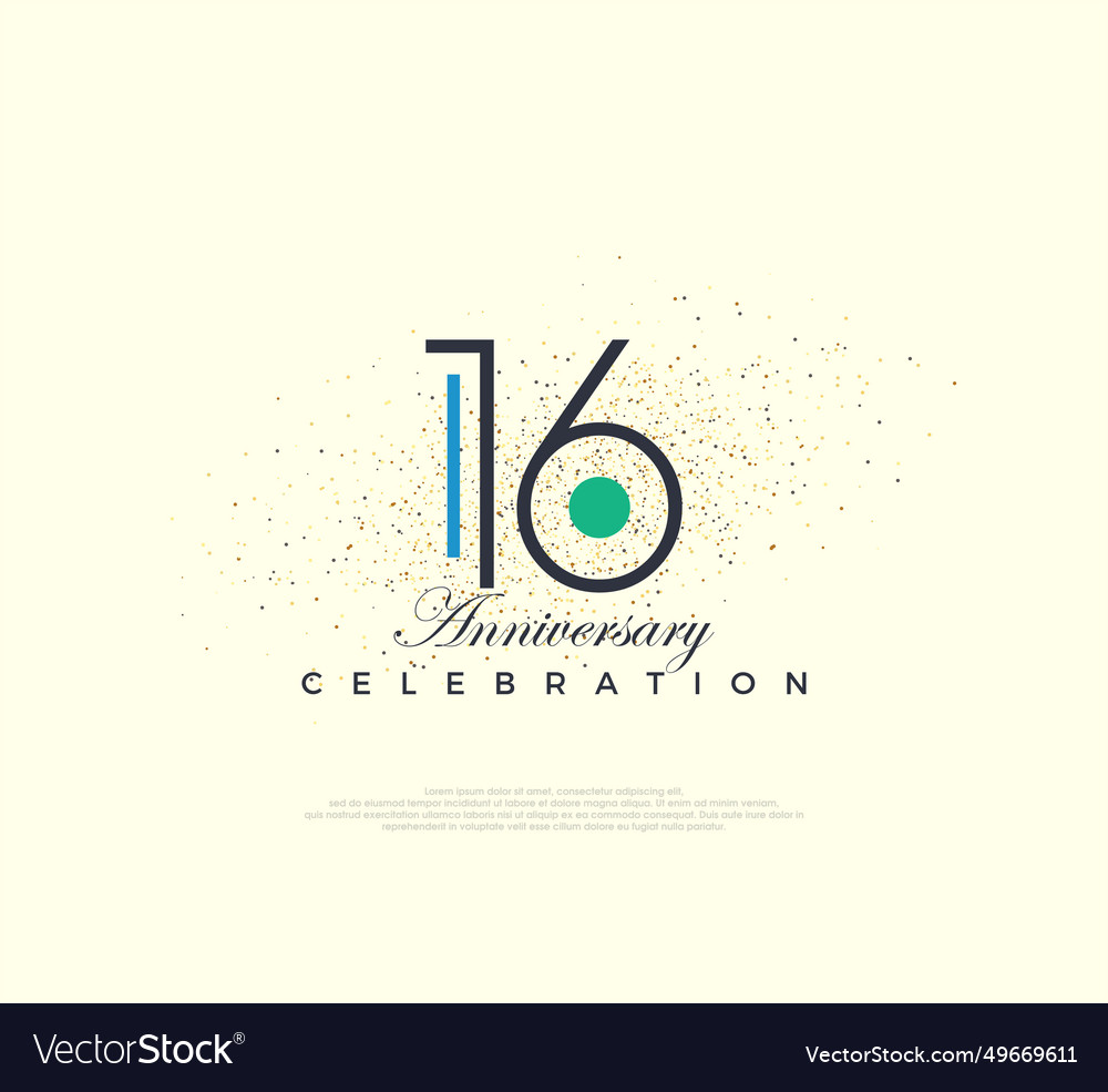 Modern and simple number design for 16th