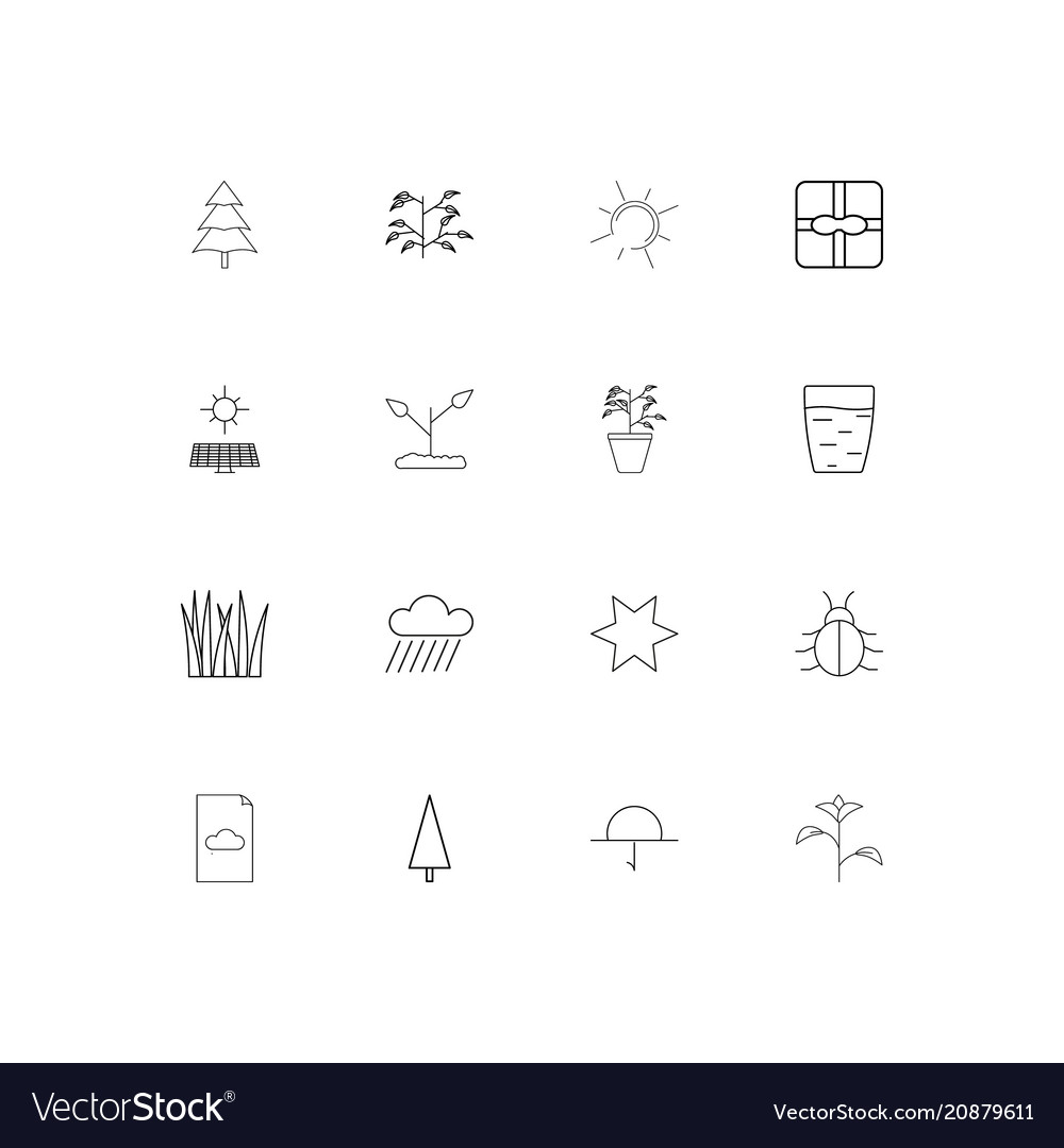 Nature linear thin icons set outlined simple