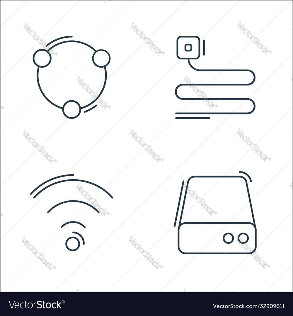 Network and database line icons linear set
