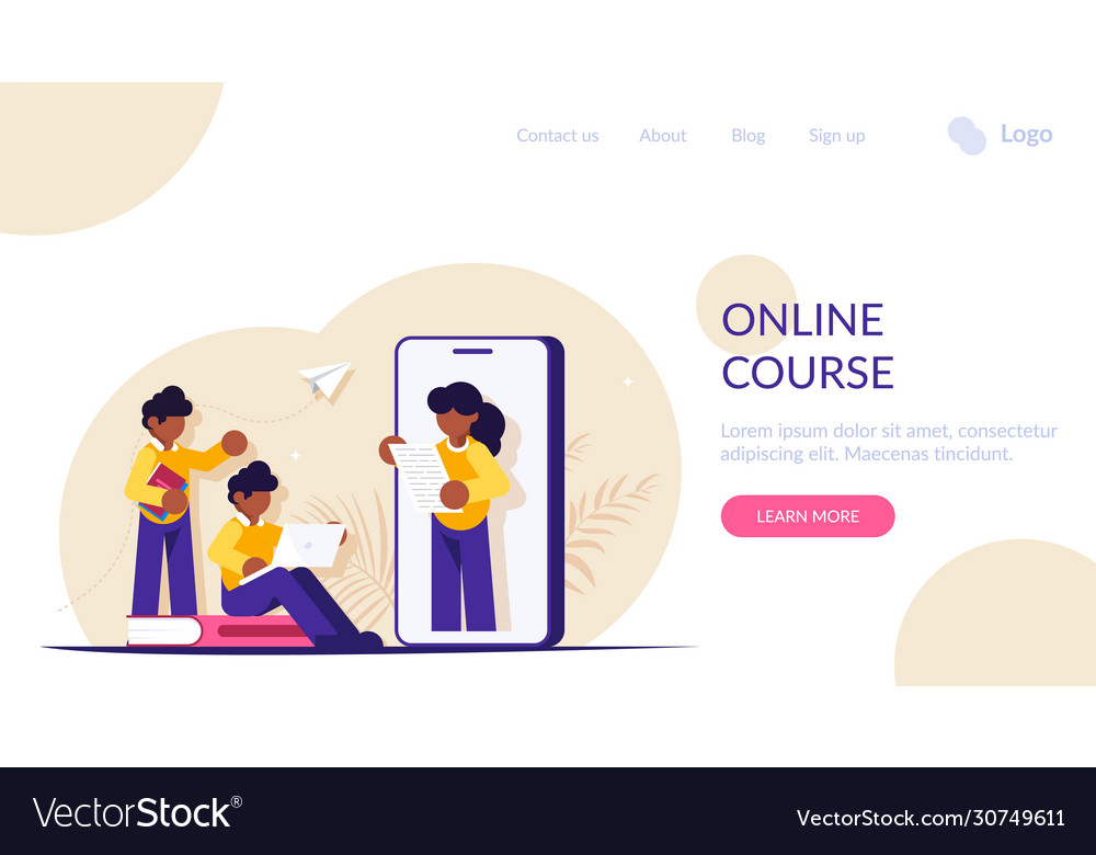 People while browsing webinar online Royalty Free Vector