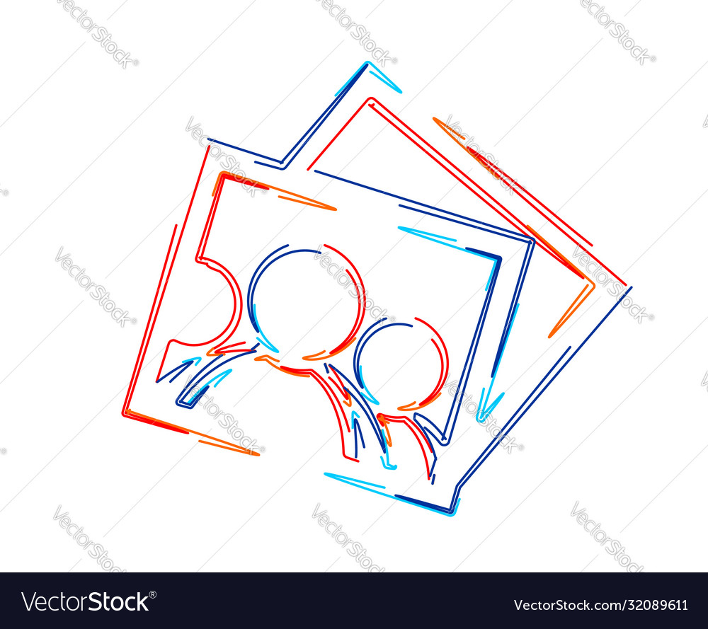 Photo square frame 3d color line art rgb