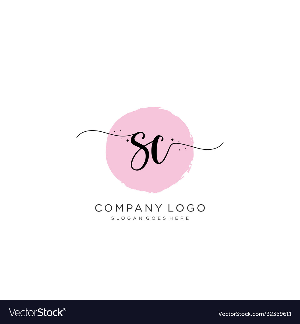 Sc initial handwriting logo design Royalty Free Vector Image