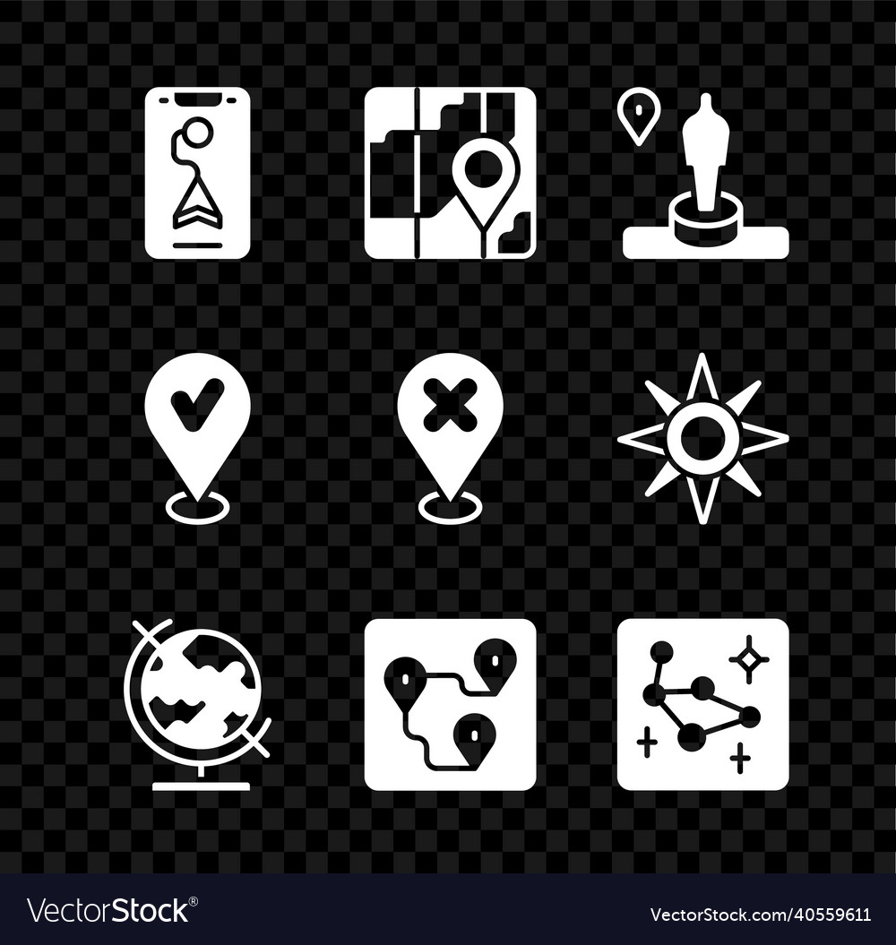 Set city map navigation location and monument vector image Set city map navigation location and monument