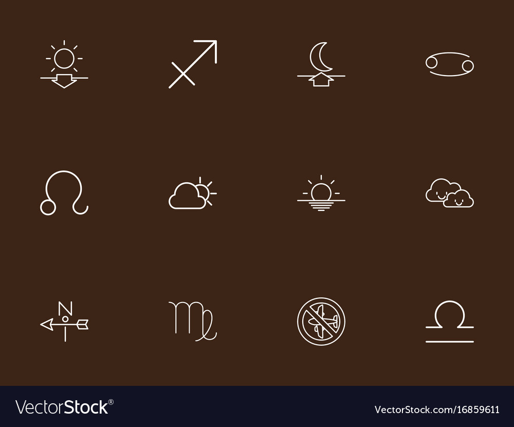 Set of 12 editable weather outline icons includes