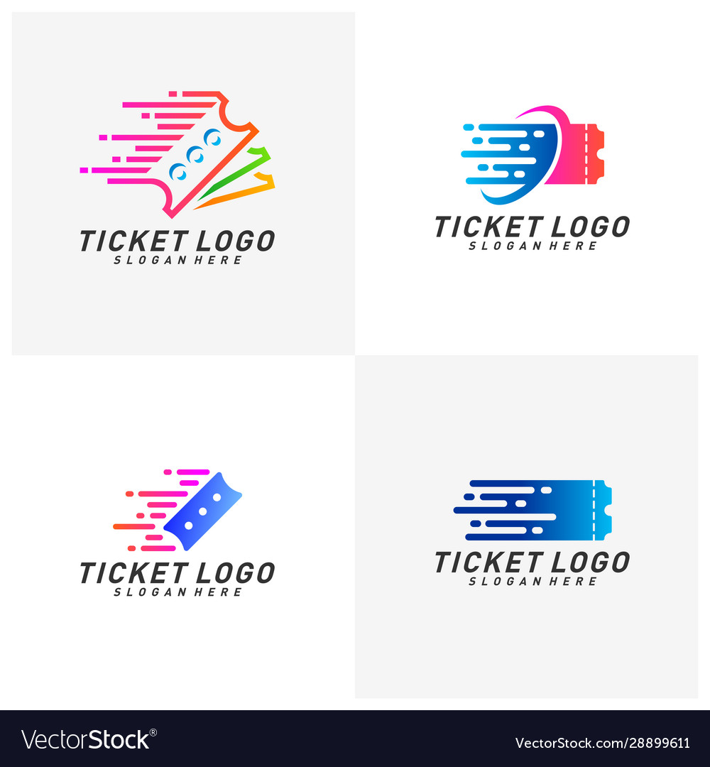 Set quick ticket logo template design emblem