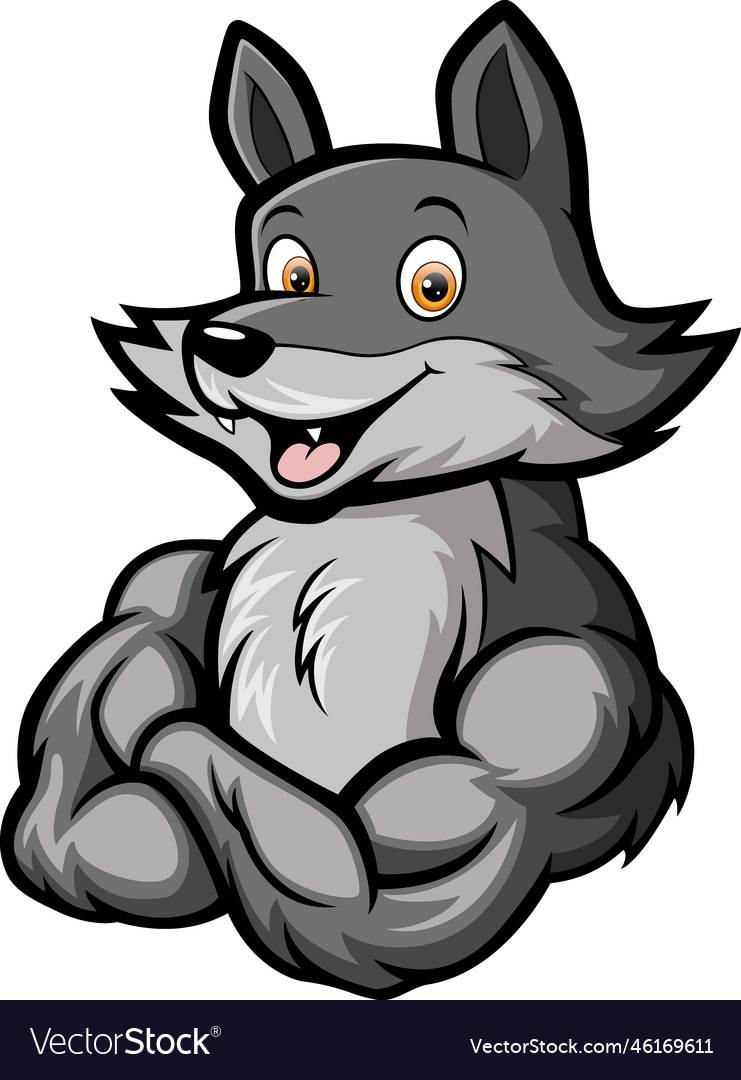 Strong wolf cartoon mascot character Royalty Free Vector