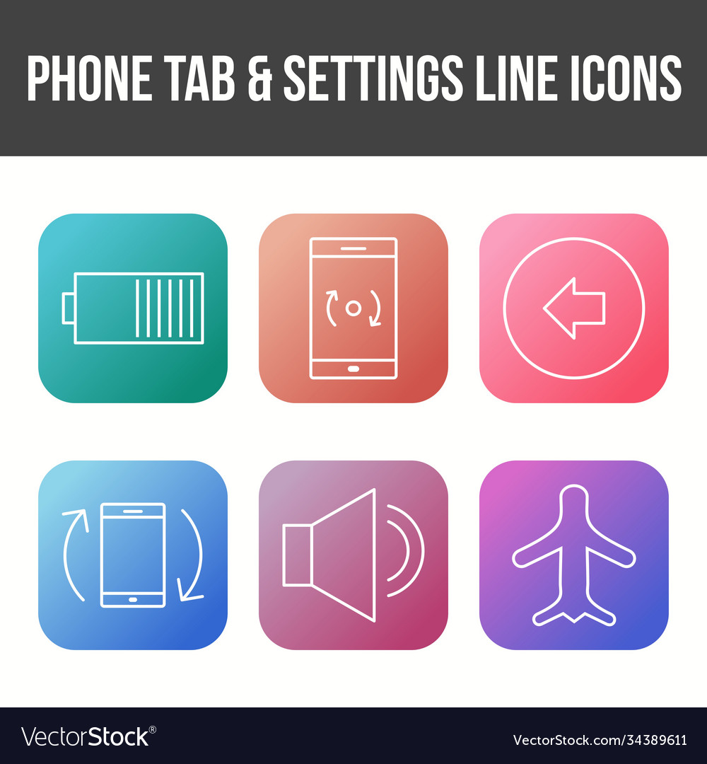 Unique phone tab and settings icon set
