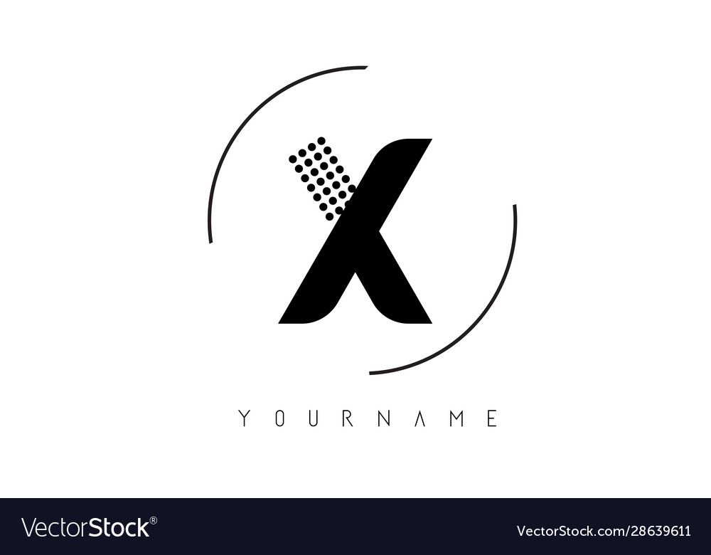 X black dotted letter logo with a circular Vector Image