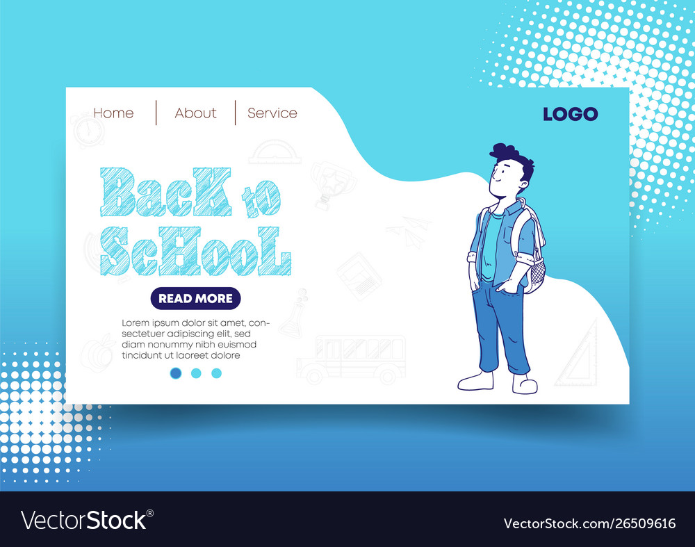 Back to school web design and landing page vector image Back to school web design and landing page