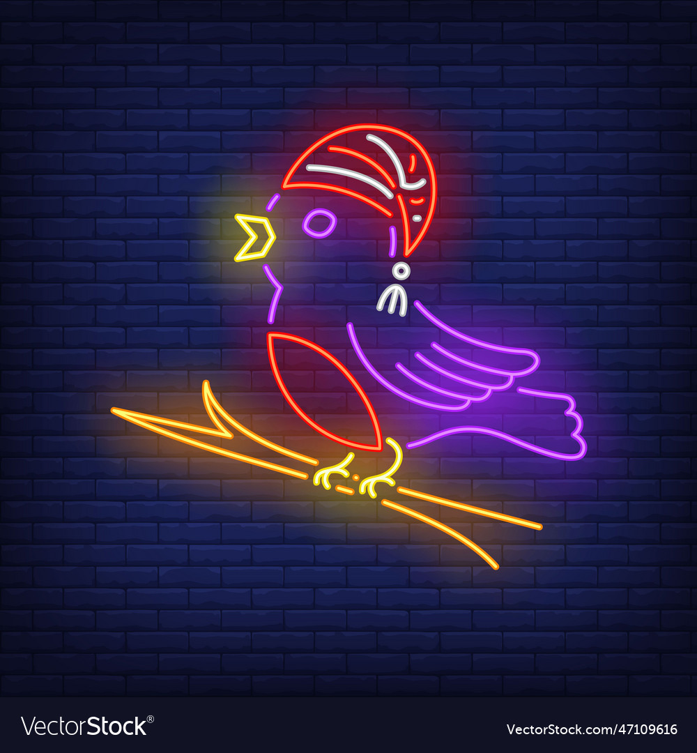 Bird in cap neon sign