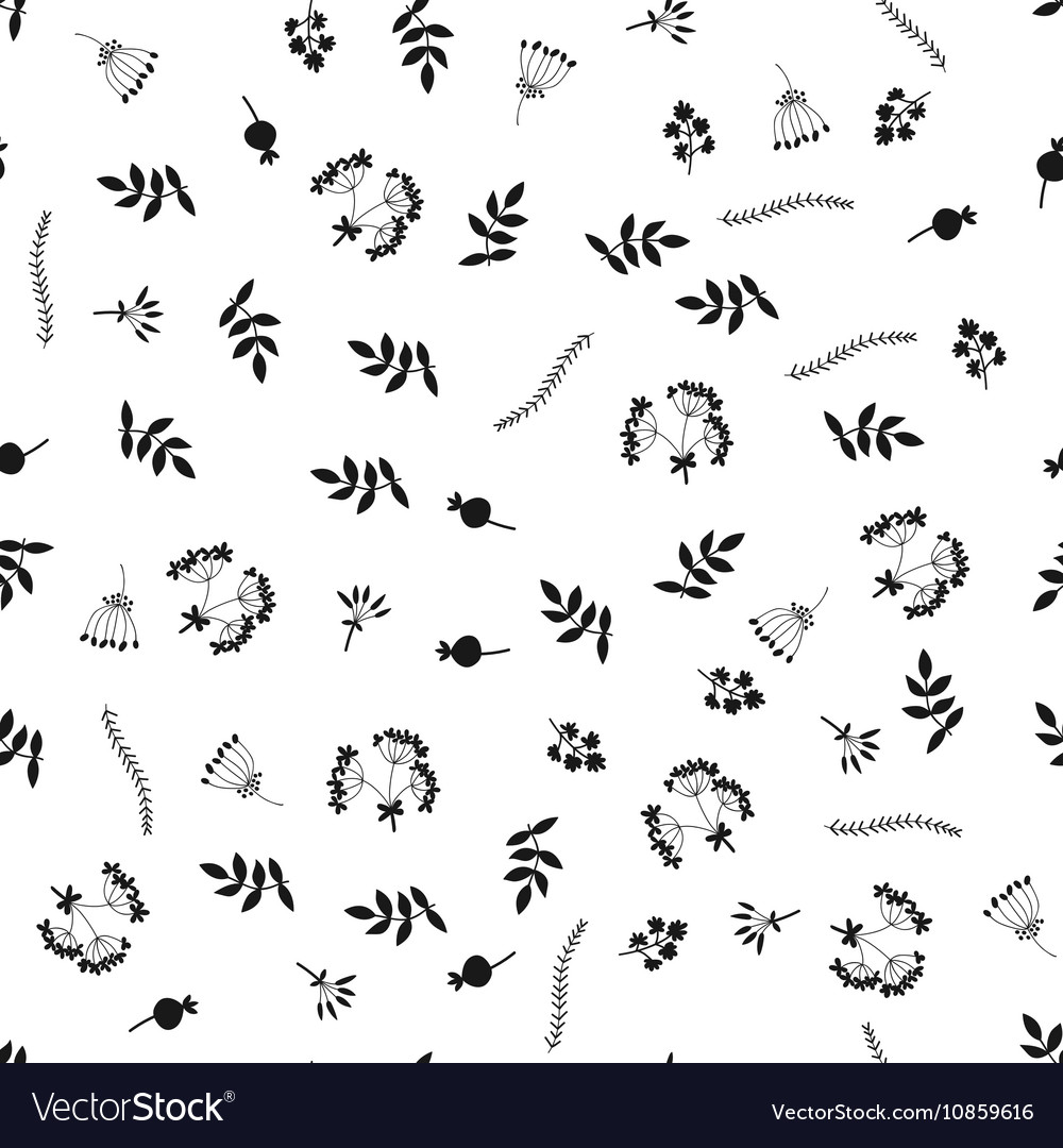 Black and white floral seamless pattern