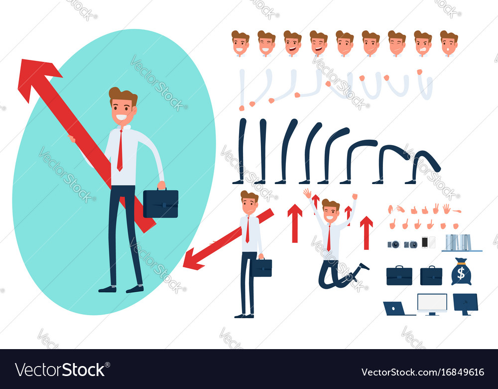 Businessman Character Creation Set For Animation Vector Image