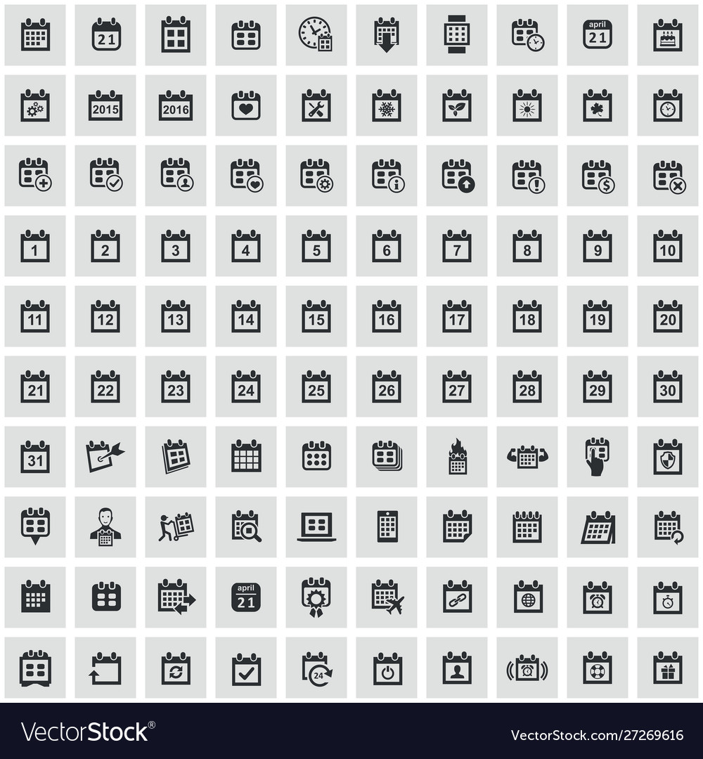 Calendar 100 icons universal set for web and ui