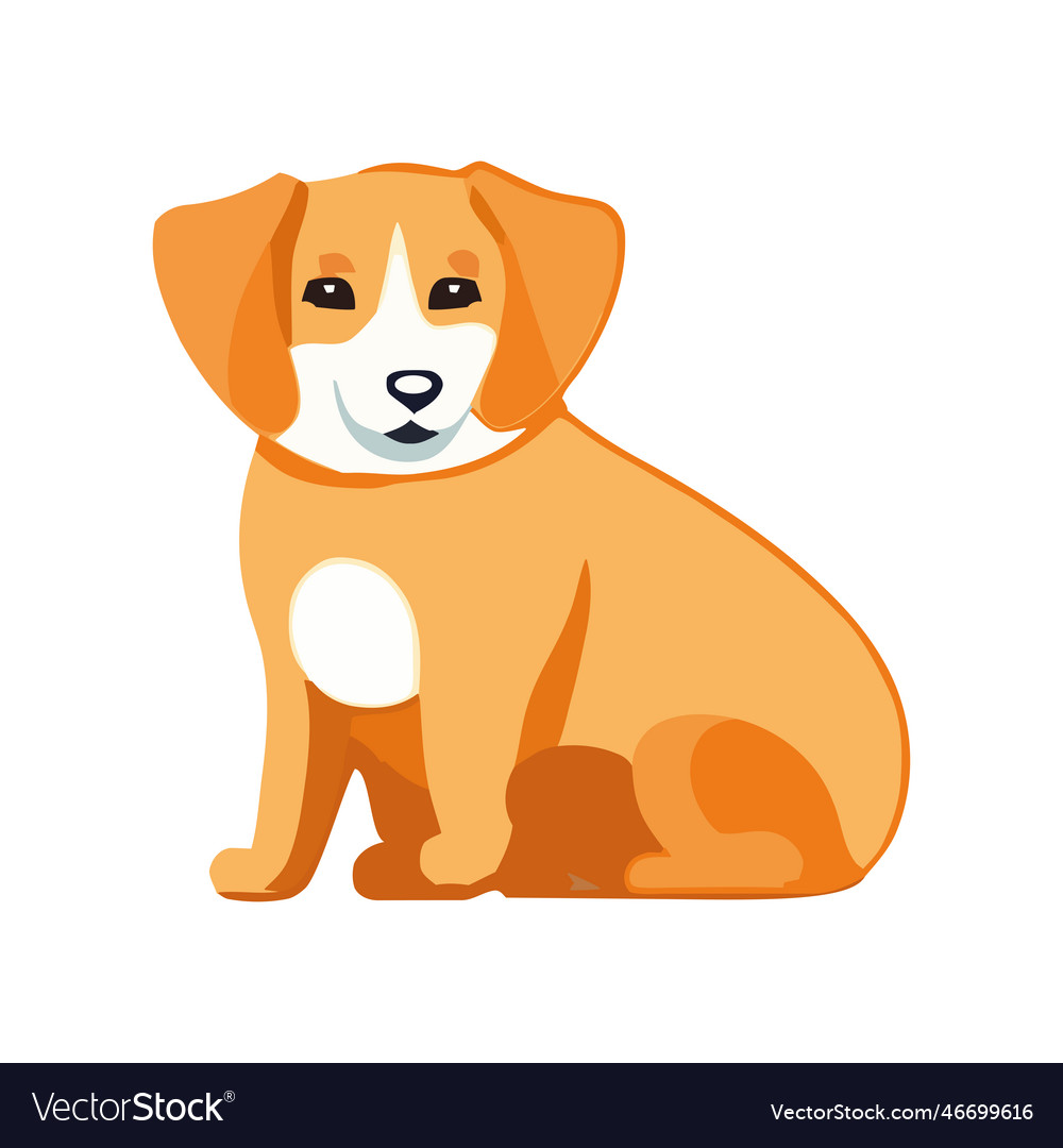 Cute puppy sitting icon isolated