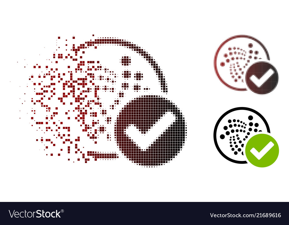 Dissolved pixel halftone accept iota icon Vector Image Dissolved pixel halftone accept iota icon