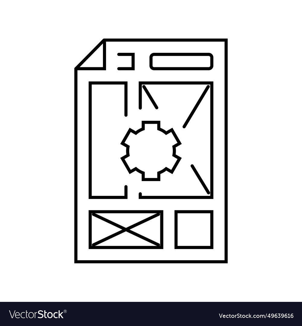 Document layout technical writer line icon