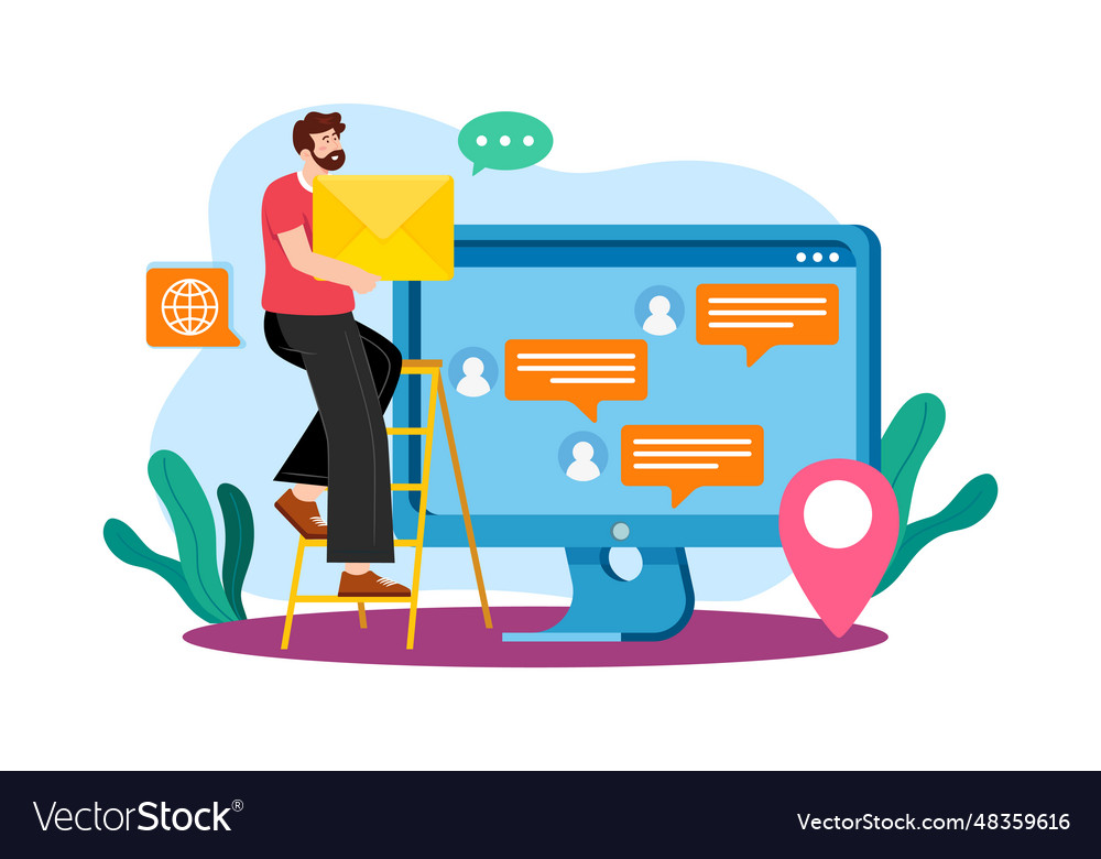 Email threading organizes related messages vector image Email threading organizes related messages