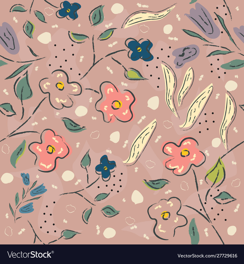 Floral seamless pattern hand drawn pastel colors