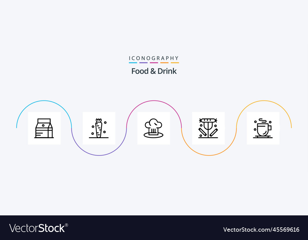 Food and drink line 5 icon pack including