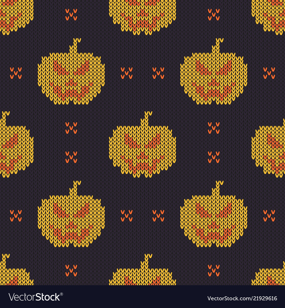 Halloween knitted pattern seamless knitting vector image Halloween knitted pattern seamless knitting