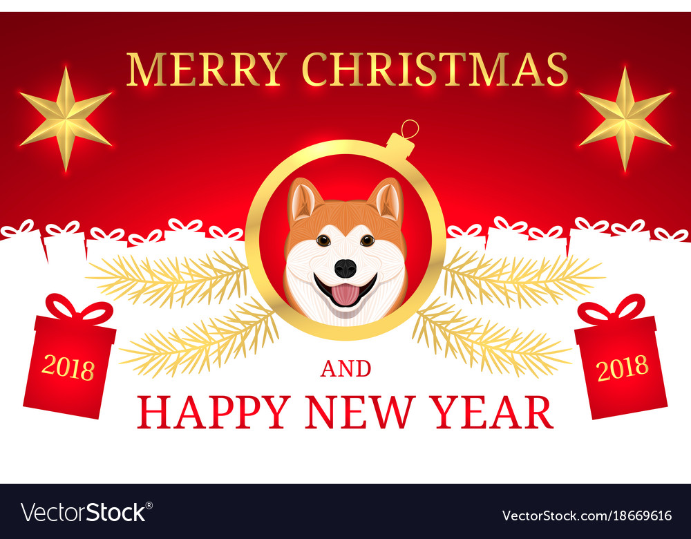 Happy new year 2018 and merry christmas with akita