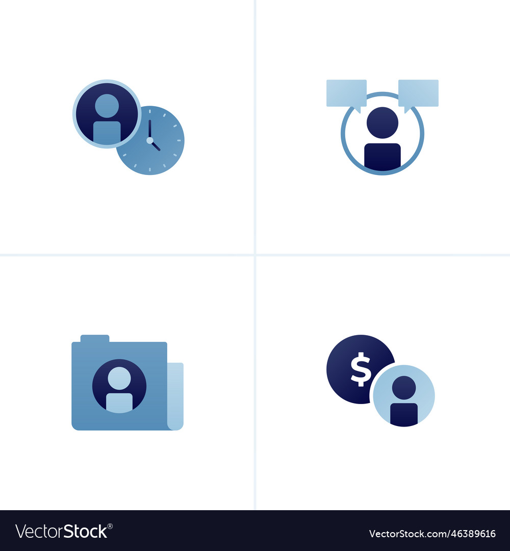 Icon of user profile avatar and clock vector image Icon of user profile avatar and clock