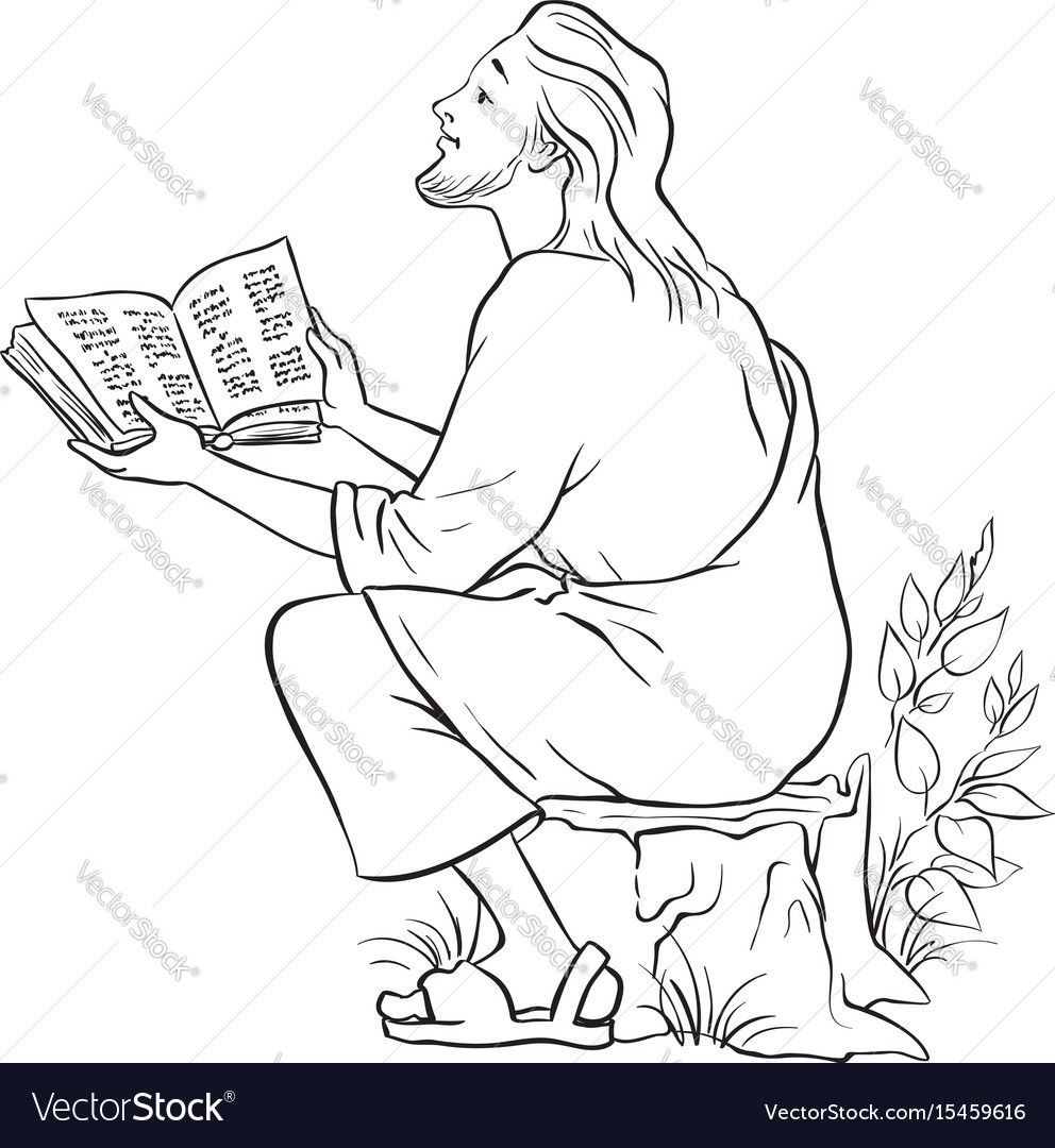 Jesus Reading The Bible Coloring Page