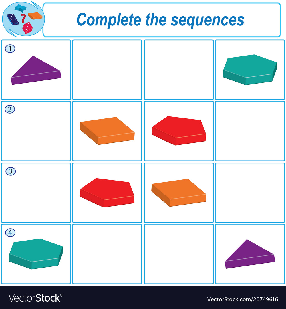 Logical task complete the sequence vector image Logical task complete the sequence