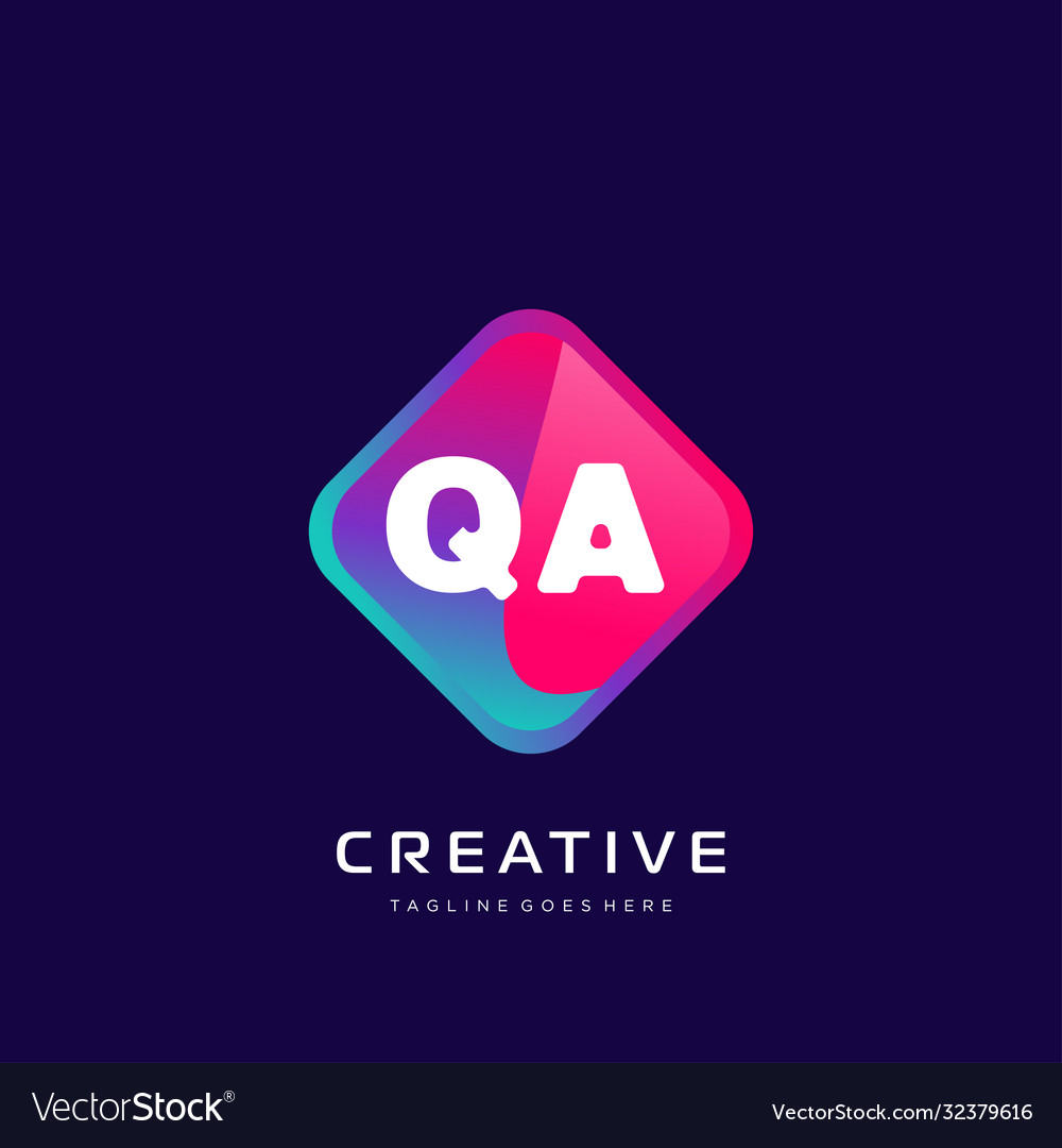 Qa initial logo with colorful template