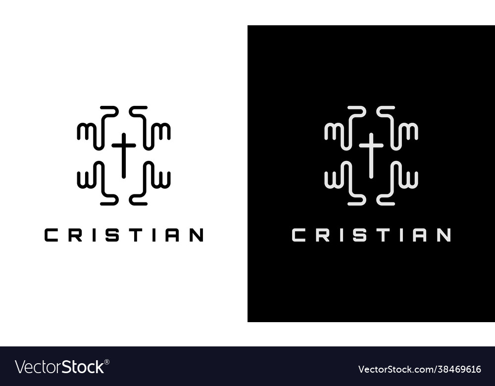 Religious christian cross with hand icon Vector Image