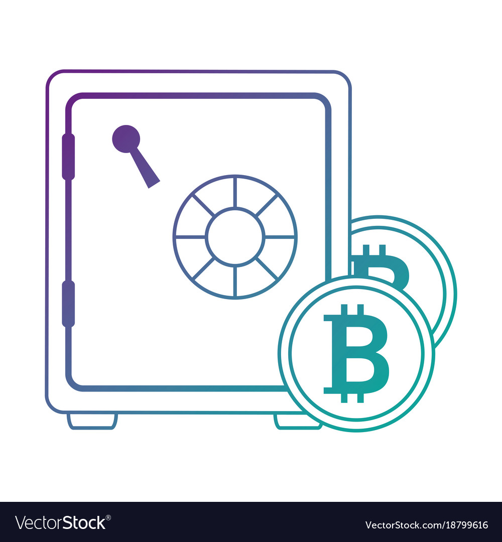 Safe box with bitcoin isolated icon