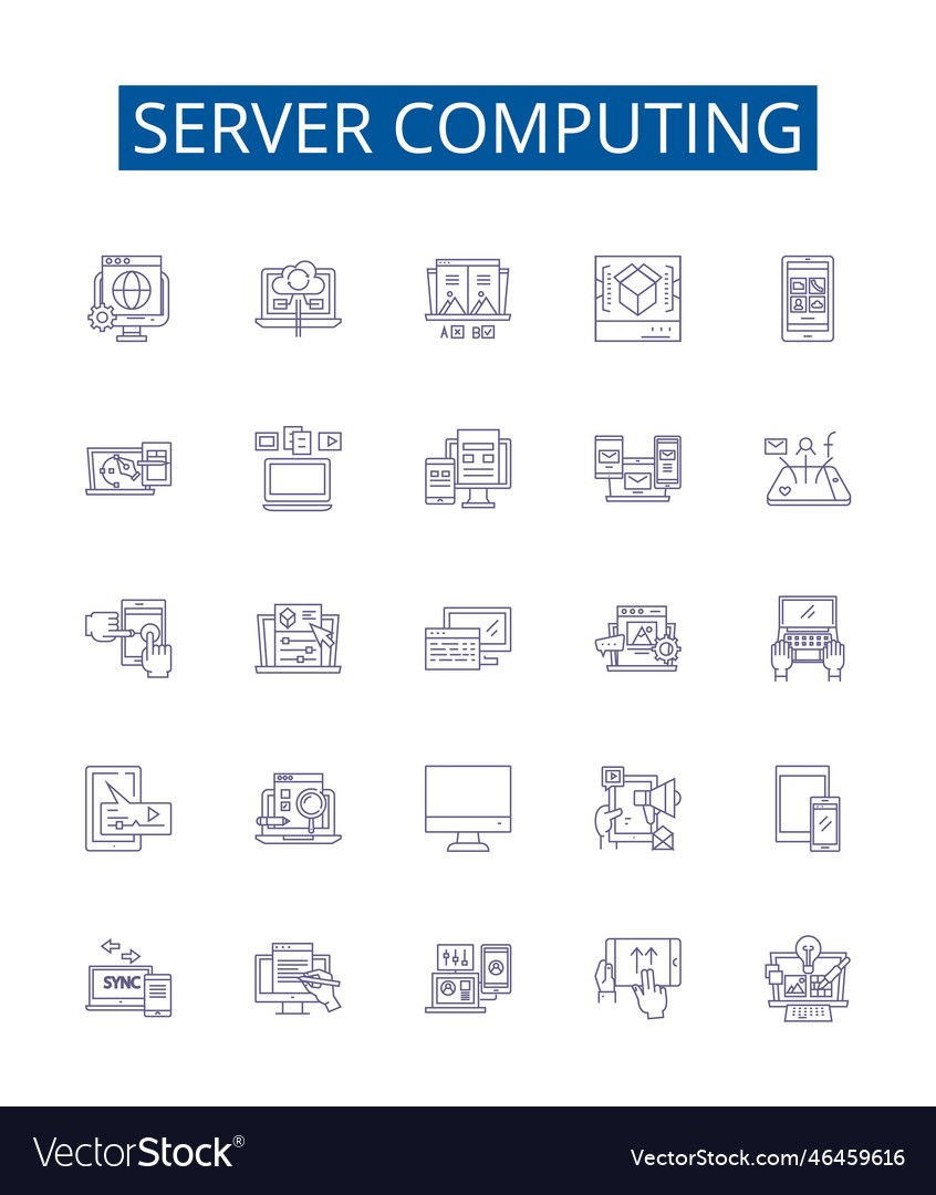 Server computing line icons signs set design vector image Server computing line icons signs set design