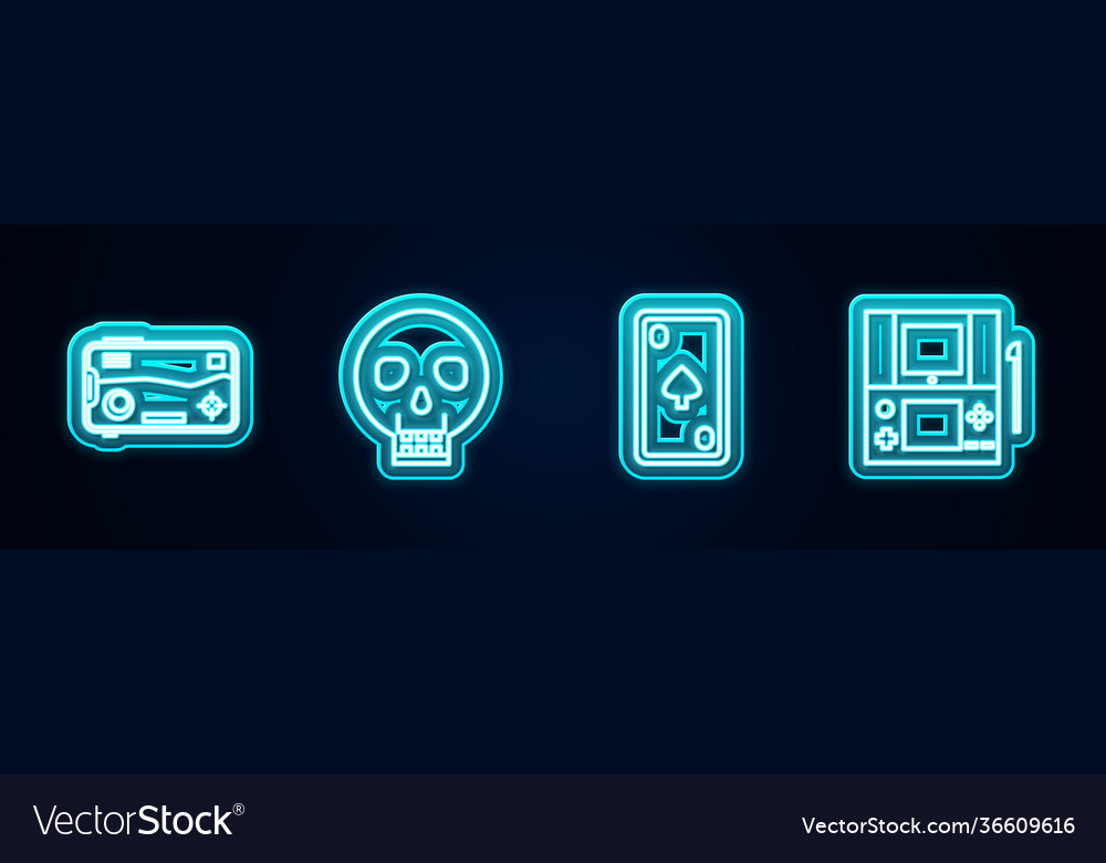 Set line mobile and playing in game skull vector image Set line mobile and playing in game skull