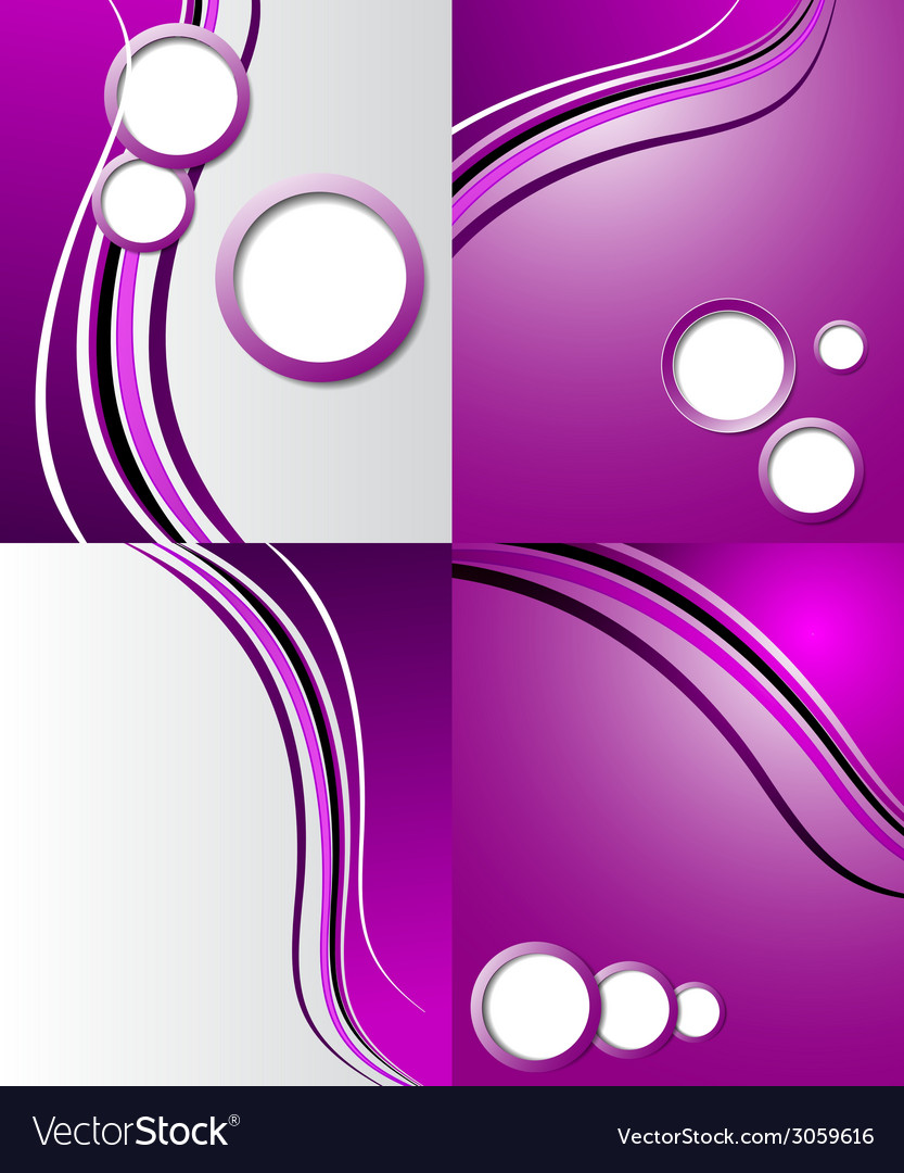 Set of abstract purple wavy background design