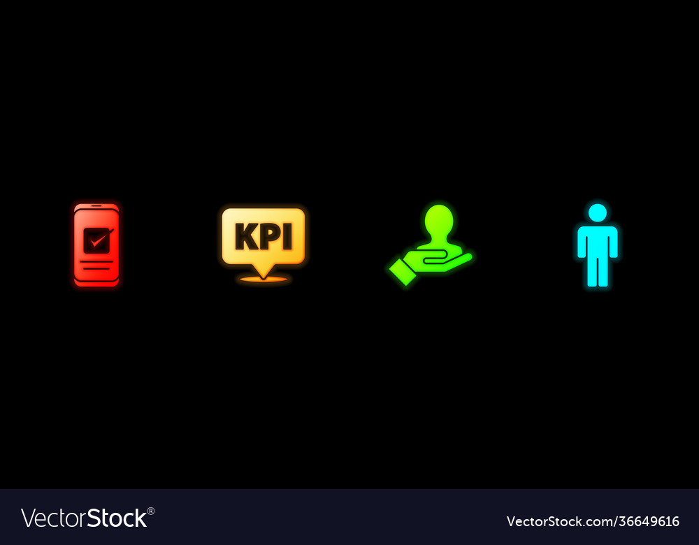 Set smartphone key performance indicator hand vector image Set smartphone key performance indicator hand