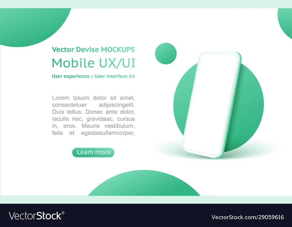 Smartphone screen phone mockup ui ux design vector image Smartphone screen phone mockup ui ux design