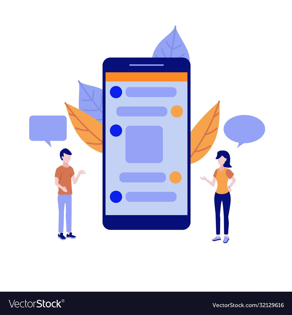 Social communication concept with flat cartoon