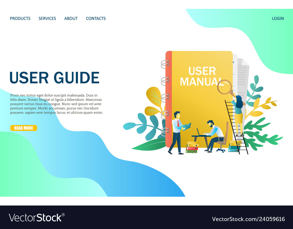 User Guide Website Landing Page Design Royalty Free Vector