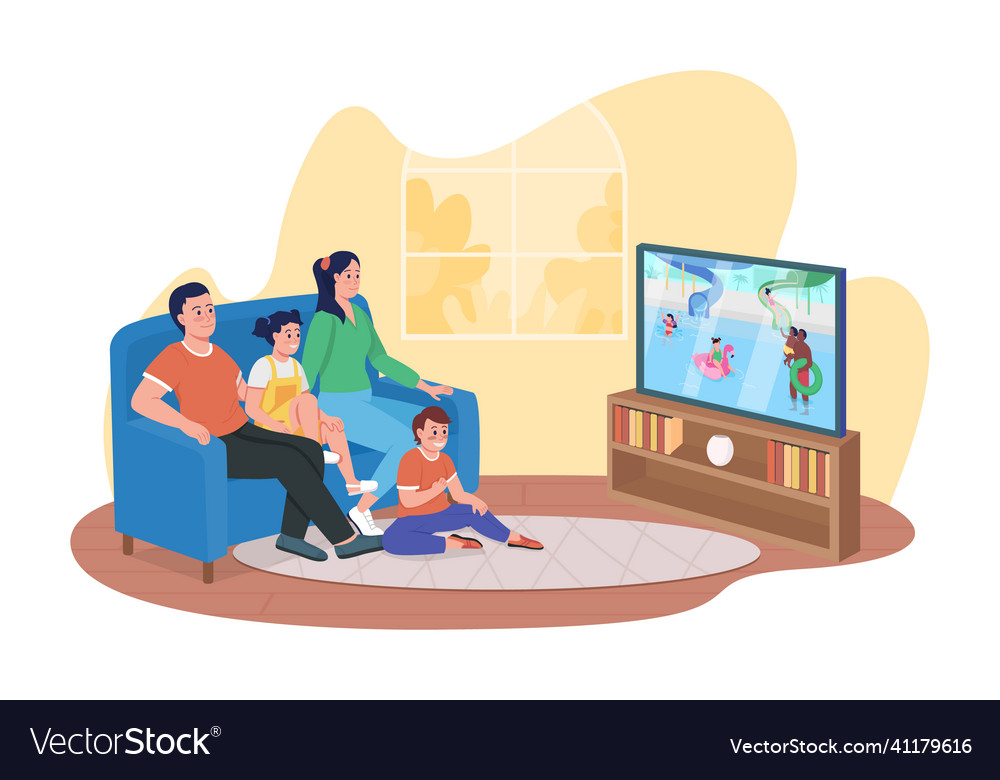 Watching entertainment program 2d isolated Vector Image