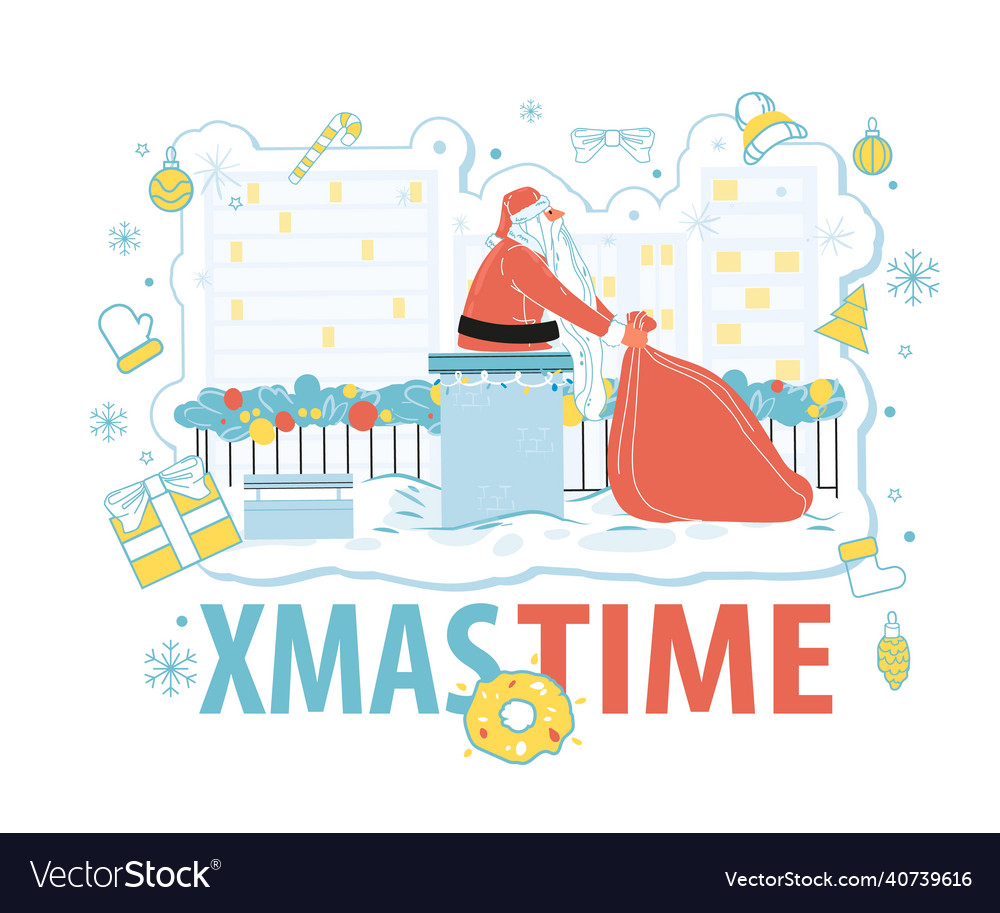 Xmas time greeting poster design with santa