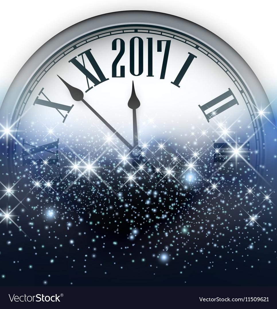 2017 new year background with clock